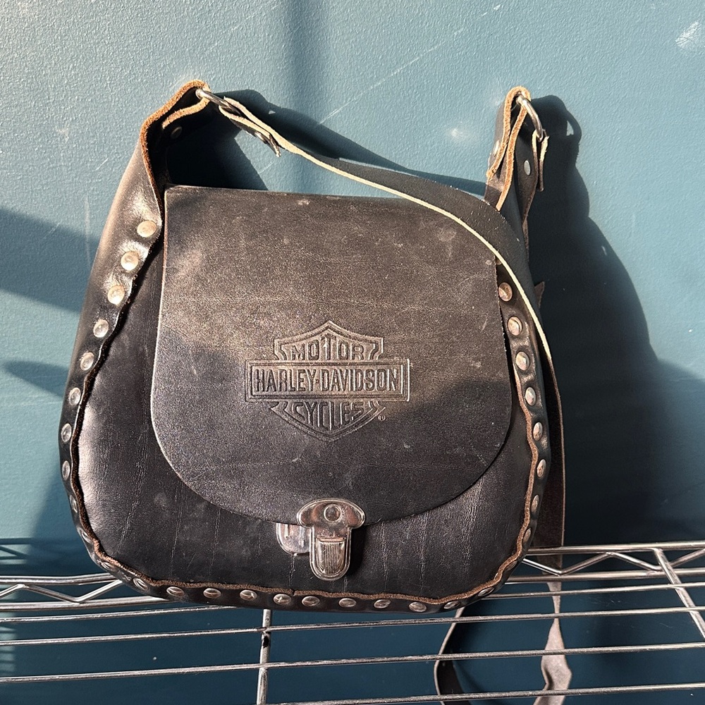 Harley-Davidson Black Leather Studded Bag